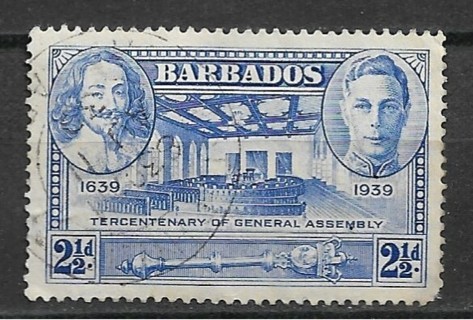 1939 Barbados Sc205 2½ King James I & George VI used
