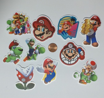 10 Mario Brothers Stickers, NEW, Unused