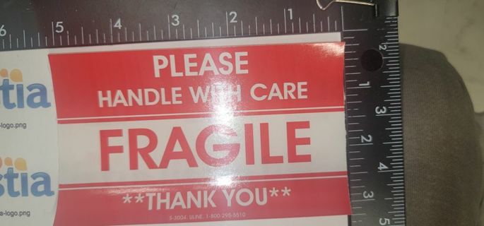 (10 ct) FRAGILE handle with care stickers (3X5)