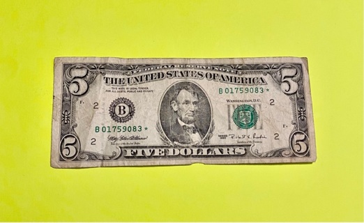Five Dollar Bill * Star Note!