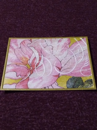 Pink Floral & Gold Notecard