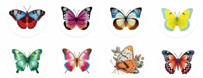 ↗️⭕NEW⭕(8) 1" COLORFUL BUTTERFLY STICKERS!! (SET 4 of 4)⭕