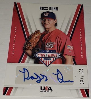 ⚾ 2019 Panini USA Baseball Stars & Stripes Blue Ink /165 Ross Dunn #16U-RD Auto ⚾  Autograph