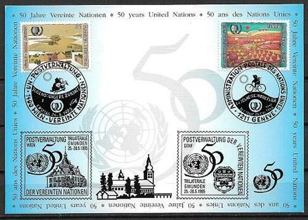 1995 Joint UN Vienna Sc184 & Geneva Sc268 Int. Youth Year maxi card