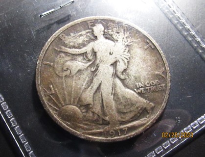 ★★ 1917 WALKING LIBERTY HALF DOLLAR VG ★★ **DEEP RIMS** "90% SILVER"