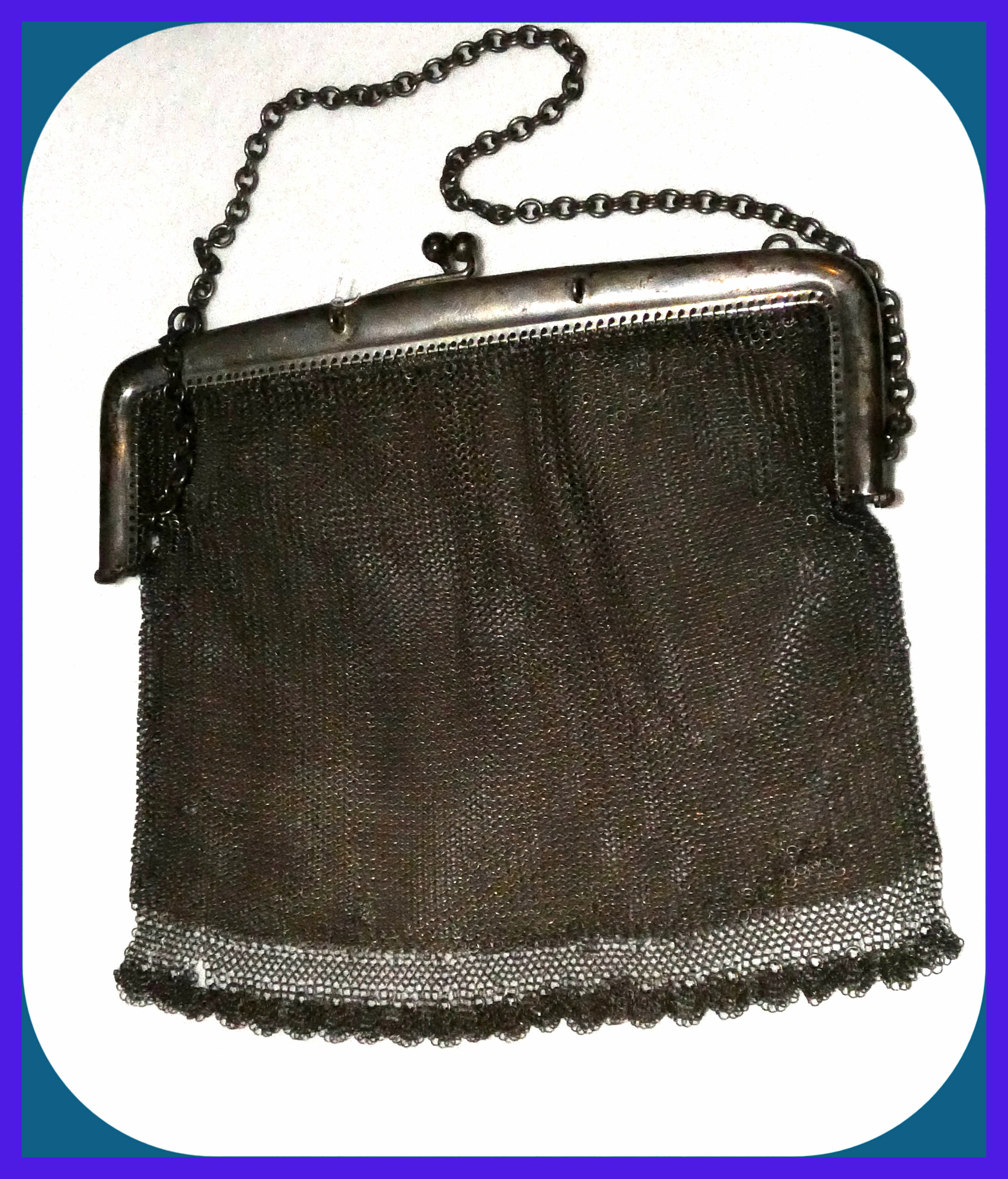 Free: 80% Silver, 800VM Flapper Chainmail PURSE, Chained, 20% Copper, Stainless Mesh, Kiss Clasp