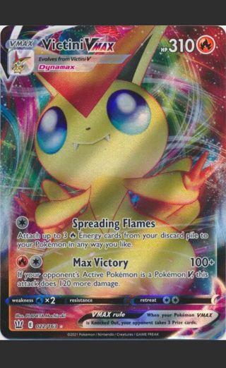 NM Ultra Rare Victini VMAX Textured full Art Pokemon card TCG SWSH