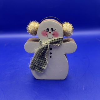 Hand Crafted Wood snowman Holiday Winter Seasonal Ornament