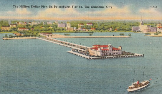 Vintage Used Postcard: d: 1952 Million Dollar Pier, St Petersburg, FL