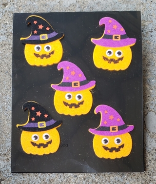 HALLOWEEN FELT PUMPKIN STICKERS WITH WIGGLY EYES