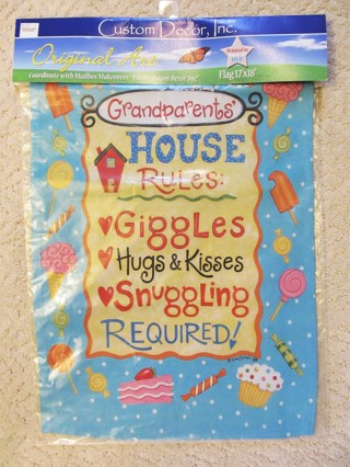 New Garden Flag 12" x 18" Grandparents House Rules Giggles Hugs Kisses Required