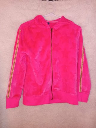 Route 66 Hot Pink Stars Hoodie with Stripes / Girl's Size XL