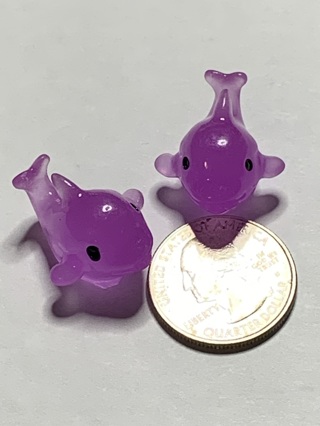 DOLPHINS~#4~PURPLE~SET OF 2~SET 2~GLOW IN THE DARK~FREE SHIPPING!