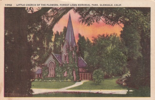 Vintage Used Postcard: (z): 1938 Little Church of the Flowers, Glendale, CA