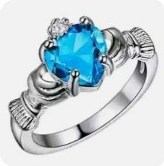 Blue cz heart 925 ring size10