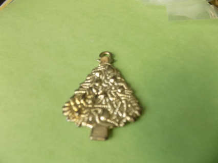 Silvertone 2 1/2 tall double sided decorated tree charm