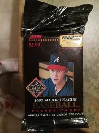 SEALED PACK 1992 PINNACLE 27 CARD SUPER PACK SETIES 2 BASEBALL CARDS