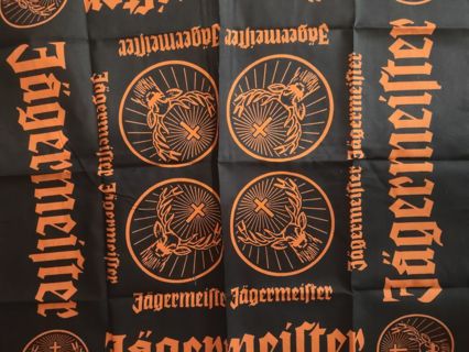 One New Black large 25 inch jagermeister bandana for man cave garage