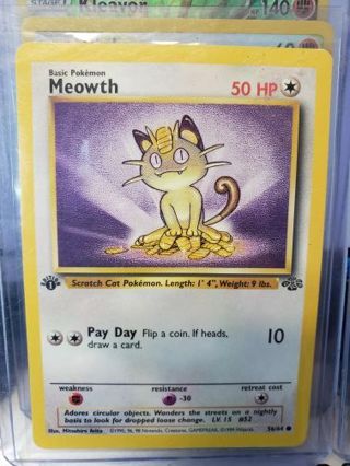 1999 1st Edition Meowth 56/64 Jungle Non Holo WoTC Pokémon Trading Card