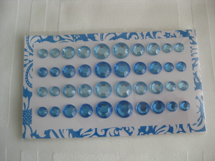 Rhinestone stickers, 2 shades of blue, 40 pcs. 2 sizes. NIP