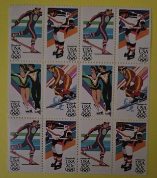 Block of 12 Mint .20 Olympic US Postage Stamps