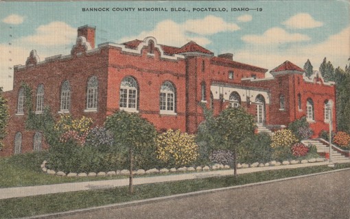 Vintage Used Postcard: 1948 Bannock County Memorial Building, Pocatello, ID