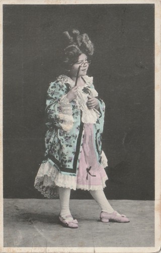 Vintage Used Postcard: 1909 Overseas Lady