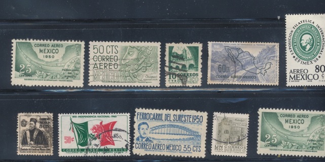 (10) Stamps from MEXICO in this Collection, All Different, Used, Vintage - MEX-007