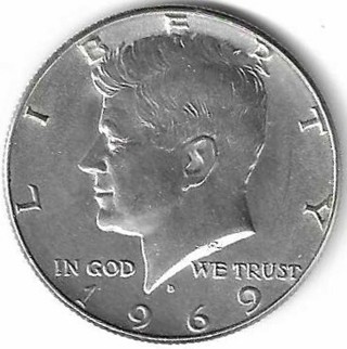 Genuine 1969-D Kennedy Half Dollar 40% Silver U.S. Fifty Cent Coin