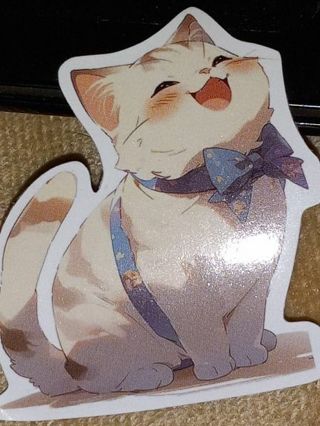 Adorable cat nice vinyl sticker no refunds regular mail only Very nice quality!