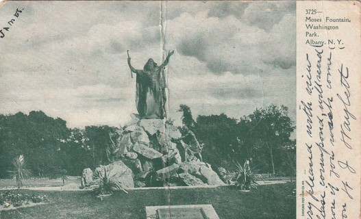 Vintage Used Postcard: GIN: 1907 Moses Fountain, Washington Park, Albany, NY