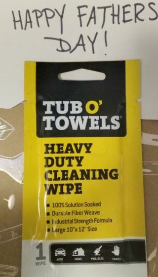 HAPPY FATHER'S DAY Tub O' Towels Heavy Duty Cleaning Wipes BNIP