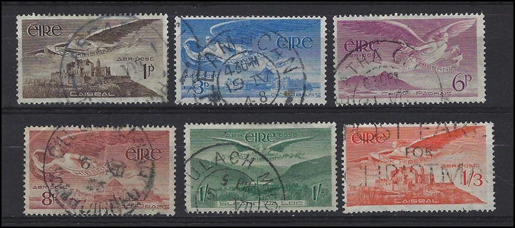 1948-54 Ireland airmail stamps (6), U/VF, Scott C1-C6