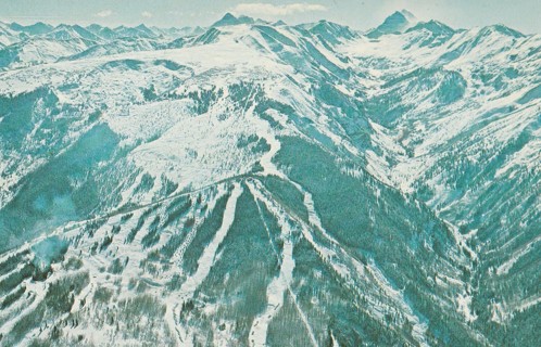 Vintage Unused Postcard: (gin3): Baldy Mountain Ski Runs, Aspen, CO