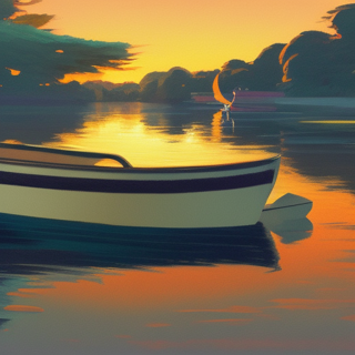 Listia Digital Collectible: Boat on calm river water at dusk