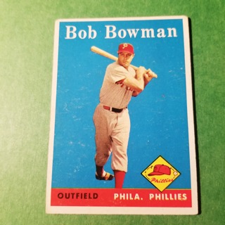 1958 - TOPPS BASEBALL CARD NO. 415 - BOB BOWMAN - PHILLIES