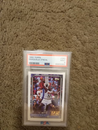 1992 Topps Shaquille O'Neal PSA Graded 9 Rookie Card.