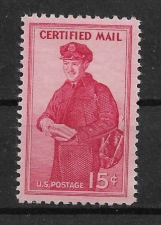 1955 ScFA1 15¢ Postman Certified Mail MNH