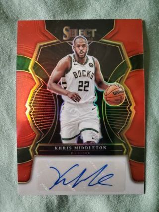 2022-23 Panini Select Red Prizm Autograph Khris Middleton