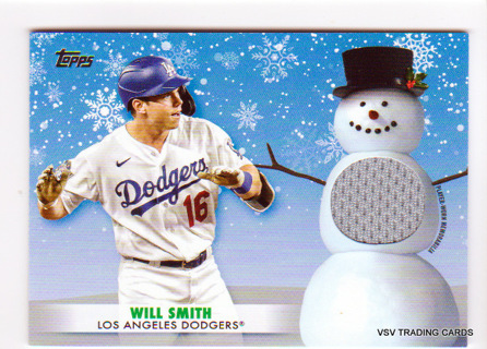 Will Smith, 2021 Topps Walmart Holiday RELIC Card #WRC-WS, Los Angeles Dodgers, (LB6)
