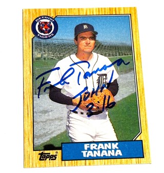 Autographed 1987 Topps #726 Frank Tanana Pitcher Detroit Tigers/ Bible Verse Inscription