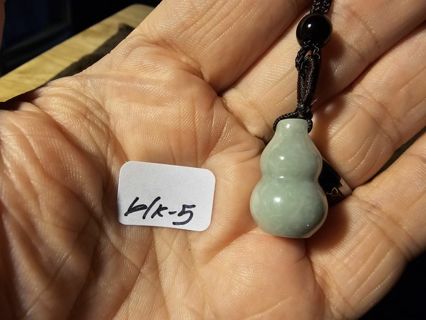 Jade pendant with adjustable rope necklace (black #5)