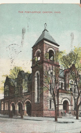 Vintage Used Postcard: gin: 1911 Post-Office, Canton, OH