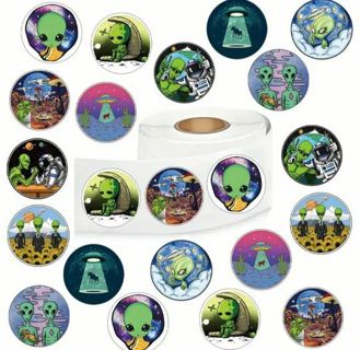 ↗️⭕(10) 1" ALIEN STICKERS!!⭕(SET 4 of 4)