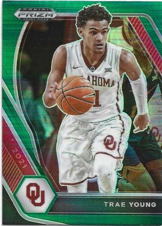 2021 PRIZM DRAFT PICKS TRAE YOUNG GREEN PRIZM REFRACTOR CARD