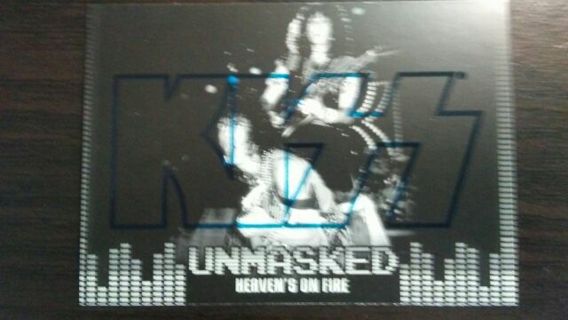 2009 KISS 360/PRESSPASS- UNMASKED-- HEAVENS ON FIRE-BLUE EDITION TRADING CARD# 2