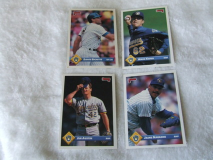 1993 Milwaukee Brewers Donruss Team Card Lot of 4