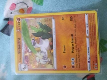 Holo Foil Rare Pokemon Card: Galarian Sirfetch'd