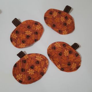 4 reversible fabric Pumpkin Coasters