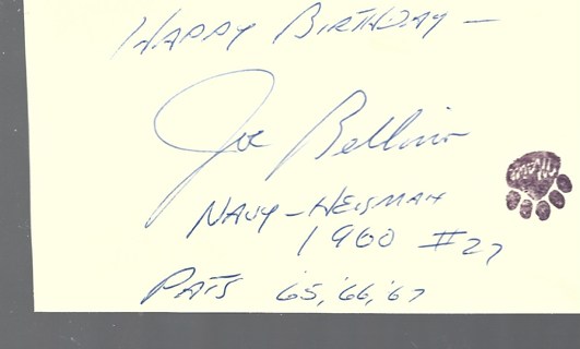 Joe Bellino Navy Heisman New England pats autographed card